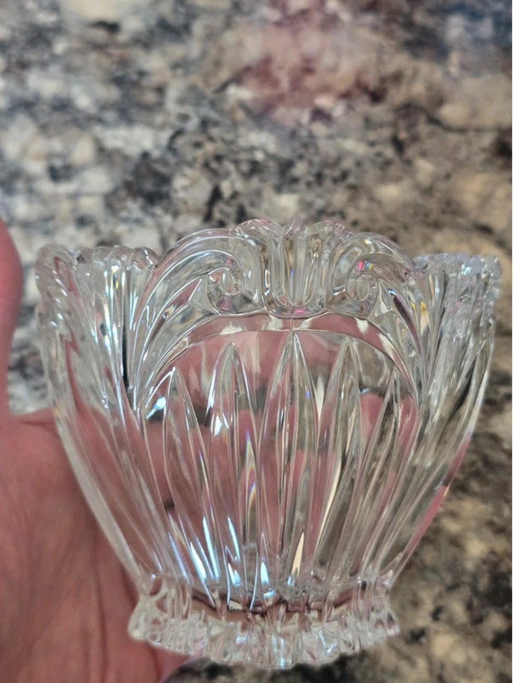 Oneida Augustina  4" Tall Oval Crystal Bowl  Decorative MGM Made in German Vtg